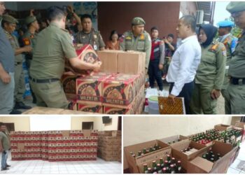 Gelar Operasi Penindakan, Tim Terpadu Pemkot Kotamobagu Sita Belasan Ribu Botol Miras Tanpa Izin