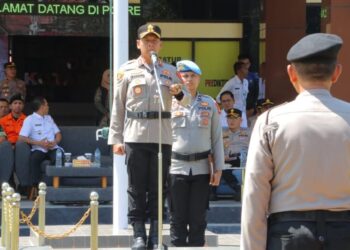 Bacakan Amanat Kapolri, Kapolres Kotamobagu Pimpin Apel Pasukan Penanggulangan Bencana