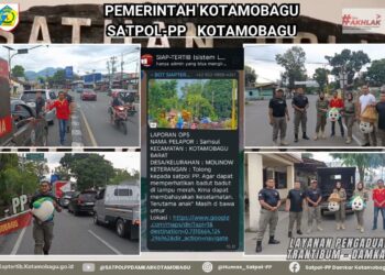 Tindaklanjuti Laporan, Satpol PP Kotamobagu Tertibkan Badut di Lampu Merah Molinow