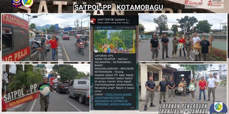 Tindaklanjuti Laporan, Satpol PP Kotamobagu Tertibkan Badut di Lampu Merah Molinow