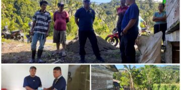 Bangun Pos Pilar Kebangsaan, Warga Desa Abak dan Personel Polsek Lolayan Kerja Bakti Pembersihan Lahan