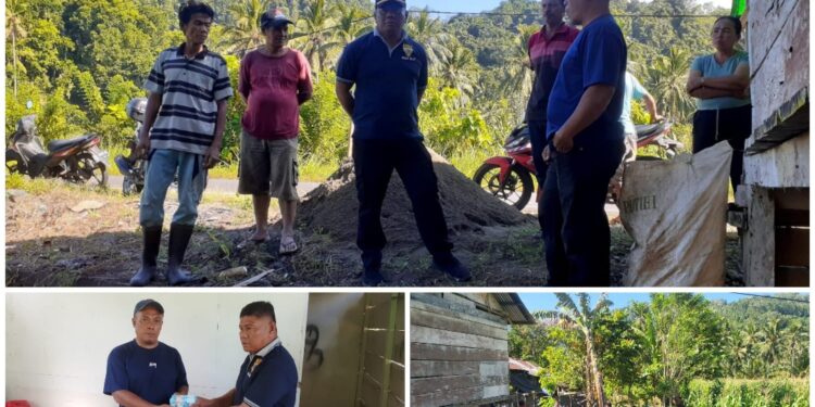 Bangun Pos Pilar Kebangsaan, Warga Desa Abak dan Personel Polsek Lolayan Kerja Bakti Pembersihan Lahan