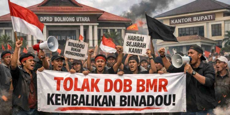 Gambar Ilustrasi Aksi Demonstrasi Aliansi Masyarakat Peduli Binadou (AMPB)