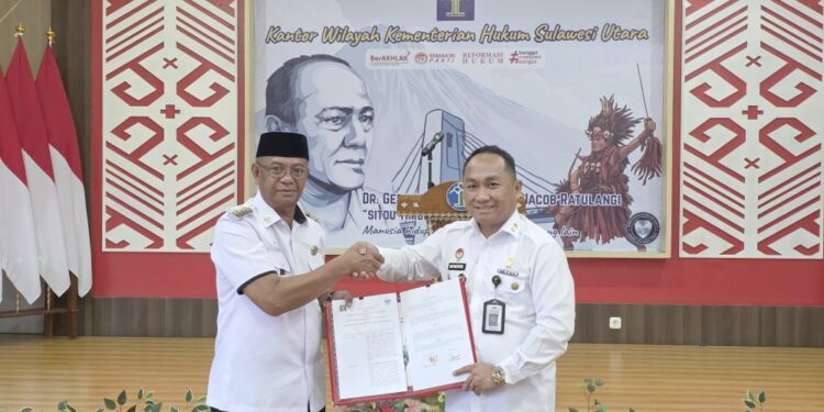 Kerjasama Pelayanan Hukum, Oskar Manoppo Teken Kesepakatan Bersama Kanwil Kemenkumham Sulut