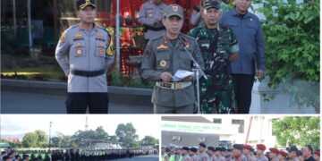 Kapolres Kotamobagu Bersama Forkopimda Pimpin Apel Gelar Pasukan, Pastikan Takbiran Berjalan Lancar